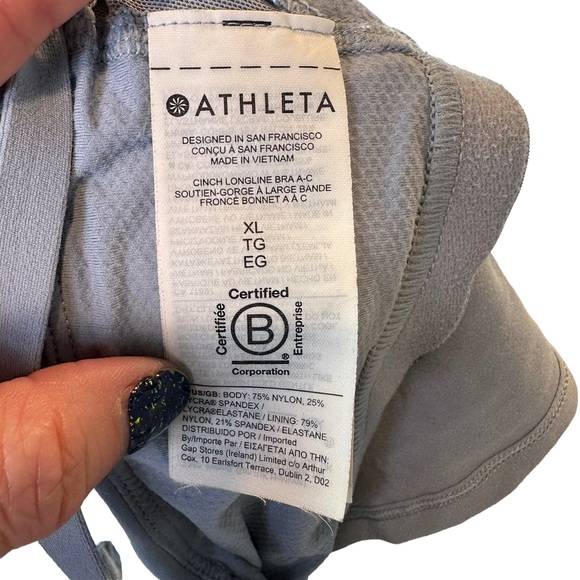 Athleta Cinch Longline Bra Womens Athletic Yoga Stretch Blue Extra Large - Picture 11 of 12